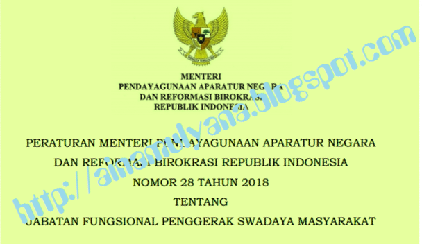  Tentang Jabatan Fungsional Penggerak Swadaya Masyarakat PERMENPAN RB NOMOR 28 TAHUN 2018 TENTANG JABATAN FUNGSIONAL PENGGERAK SWADAYA MASYARAKAT