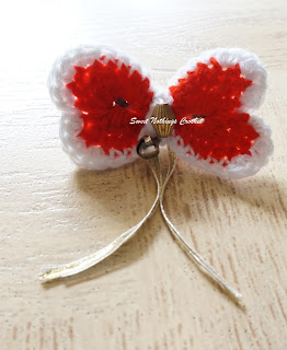 free crochet hearts hair bow pattern, free crochet hearts bow hairclip pattern