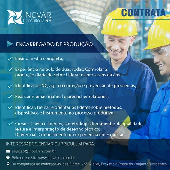 Assistente Administrativo/Encarregado de Produção/Ajudante/Motorista Cat D