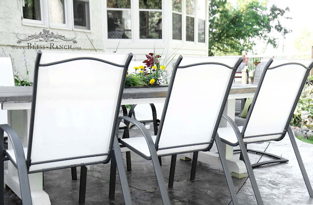 Farm style cement topped plank table DIY, Bliss-Ranch.com