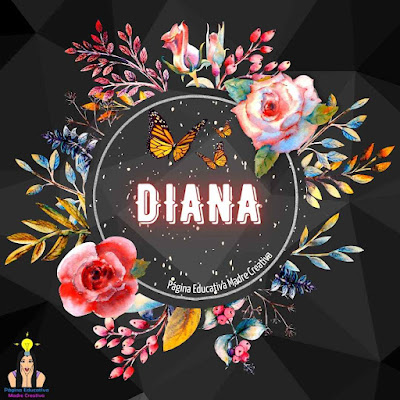 Solapín Nombre Diana en círculo de rosas gratis