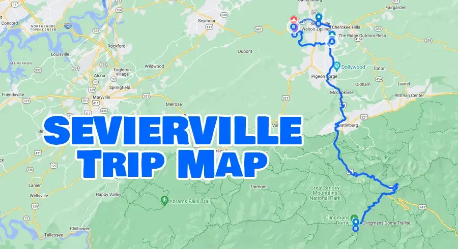 Sevierville TN Trip Map