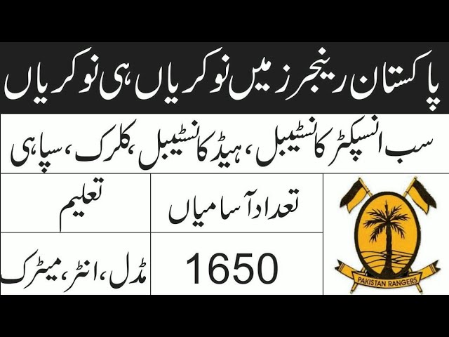 Pakistan Rangers Sindh New Jobs 2020 | Pak Rangers 1650+Vacancy