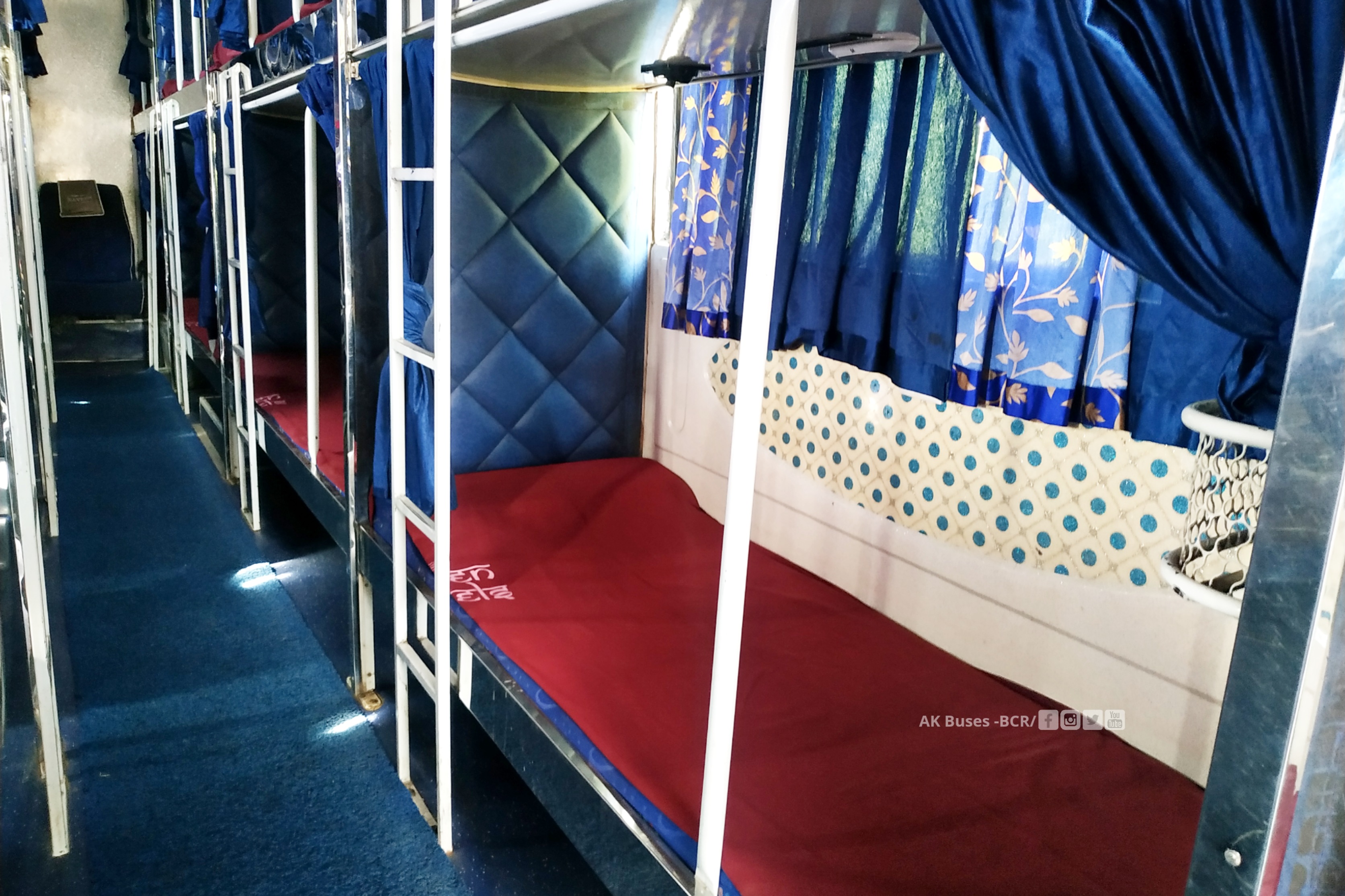 Naveen Travels Durg to jashpur ac bus interior single lower sleeper