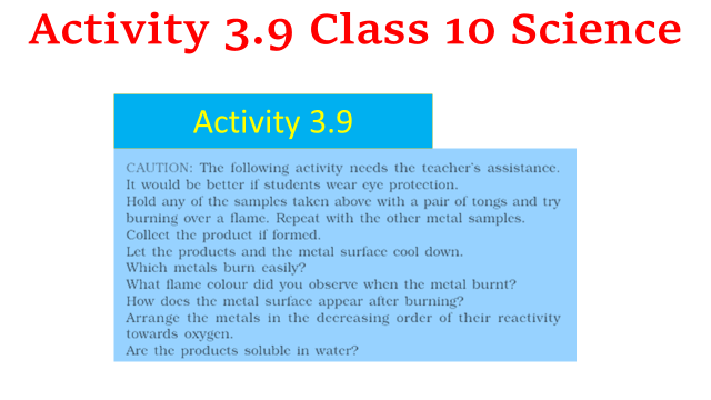 Activity 3.9 Class 10 Science