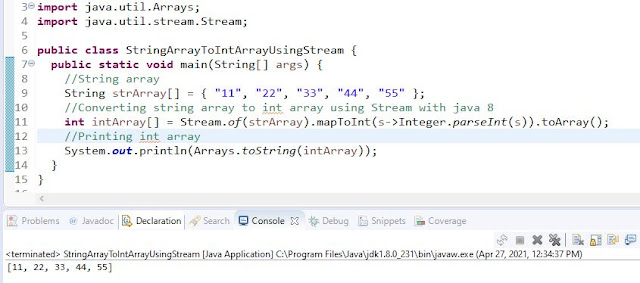 String array to int array java 8