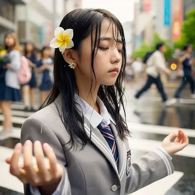 Meditation,Junior high school girls,High school girls,(Oriental,Asia,Japan),AI Image, Free Stock Photo08