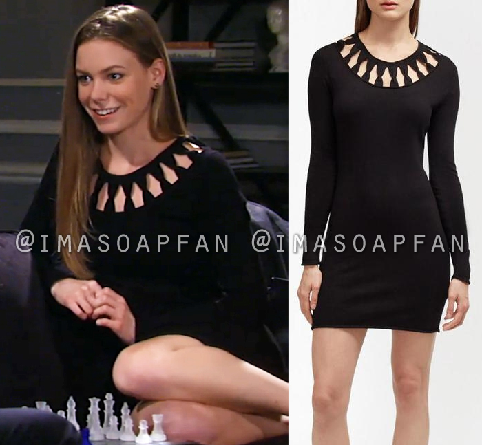 Nelle Hayes, Chloe Lanier, Black Sweater Dress with Cutout Neckline, General Hospital, GH