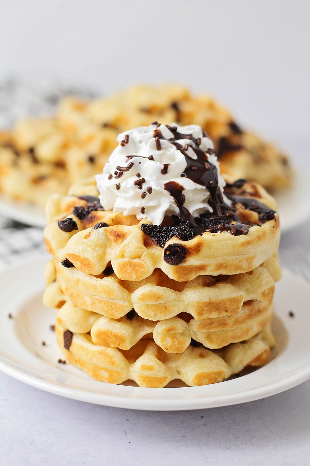 These chocolate chip waffles are totally delicious, and so easy to make. They're the perfect way to start the day!