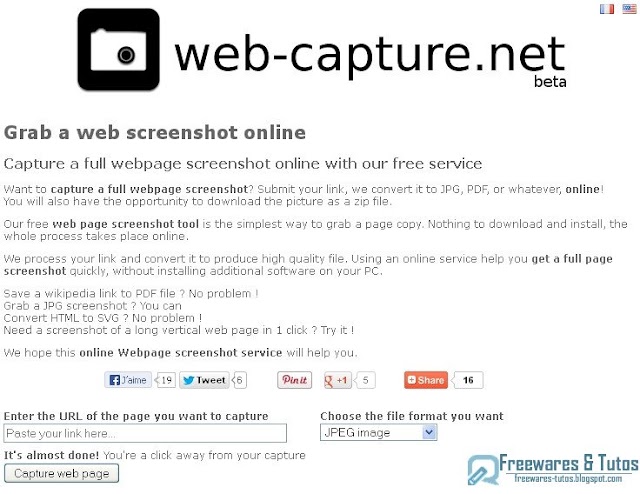 Web-capture.net : un outil en ligne pour faire des captures d'écran de pages web entières dans différents formats