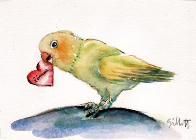 Love Bird on Love Bird  Original Art   Sold 5  X 7