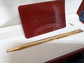 Pulpen Mewah S.T. Dupont Seri 5D4NF56 18k Gold Plated Original With Dupont Red Box