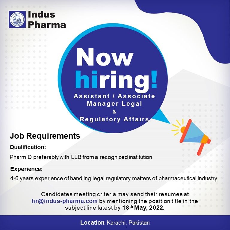 Indus Pharma (Pvt.) Ltd. Jobs MAY 2022