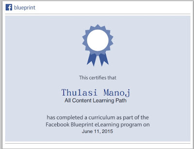 Facebook Blueprint Certification of Thulasi Devi S