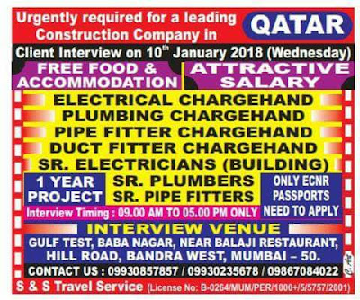 Leading construction co Jobs for Qatar - Free Food & Accommodation