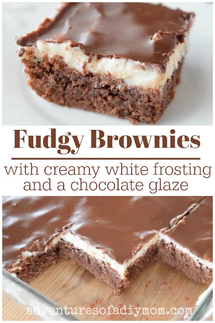 fudgy brownies with white frosting