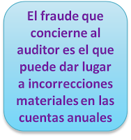 el fraude que concierne al auditor es el que puede dar lugar a incorrecciones materiales en las cuentas anuales