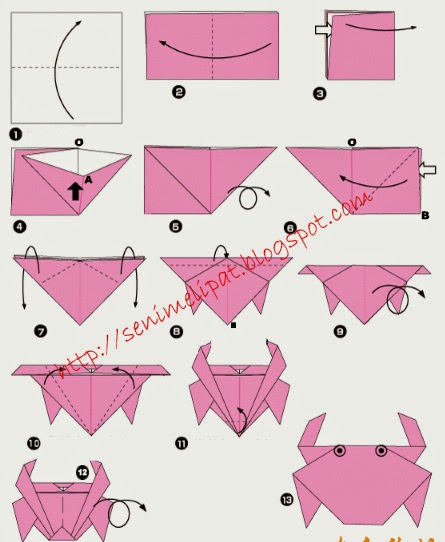 Cara Membuat Kepiting Dari Kertas  Origami Seni Melipat