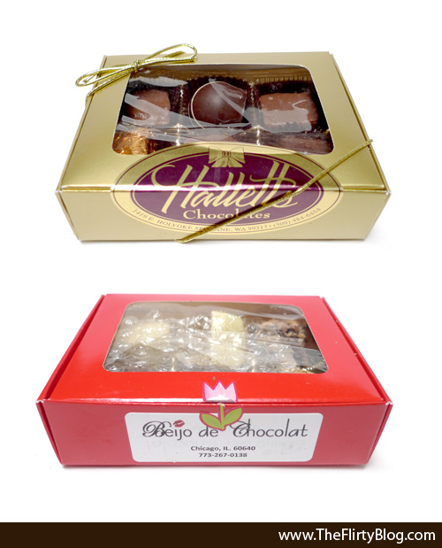 Both Hallett's and Beijo de Chocolat sent small gift boxes with many 