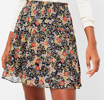 Loft Floral Tiered Ruffle Skirt