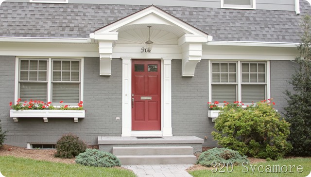 red door   geraniums