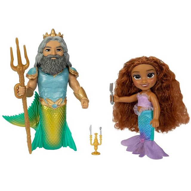 Poupées Disney de 15cm : Ariel et roi Triton.