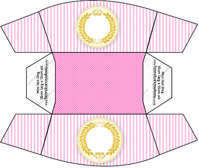 Golden Crown in Pink Free Printable Quinceanera PartyBoxes.