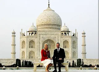 Crown Prince Haakon and Mette-Marit of Norway in Taj Mahal of India