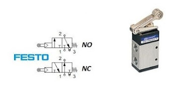 Katup 3/2 NO dan NC pengaktif roller pembalik pegas