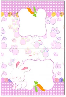 Easter Bunny with Pink and Squares: Free Printable Candy Bar Labels.