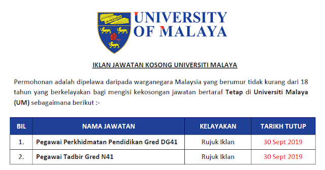 universiti malaya jawatan kosong