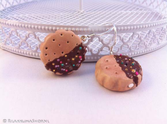 Kawaii cute Chocolate-Dipped Cookies with Sprinkles earrings