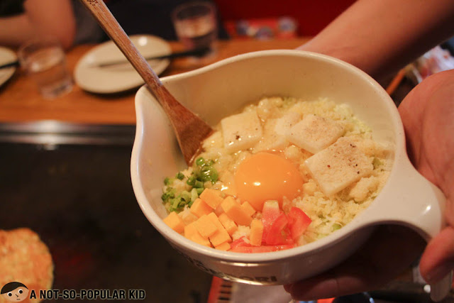 Dohtonbori's Four Cheese Okonomiyaki