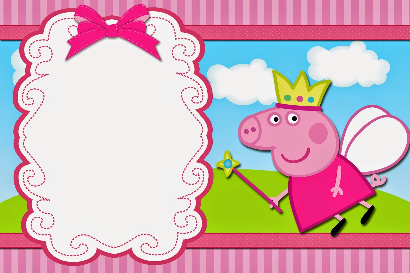 Peppa Pig Fairy: Free Printable Invitations, Labels or Cards.