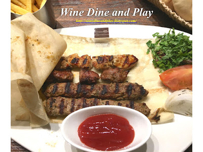 The 4 kebabs of the Emirati mixed grill at the Siraj Emirati Restaurant in Dubai, UAE