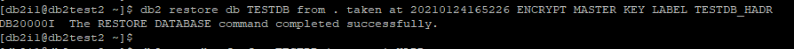 Restore DB2 Database as Encrypted database with MASTER KEY