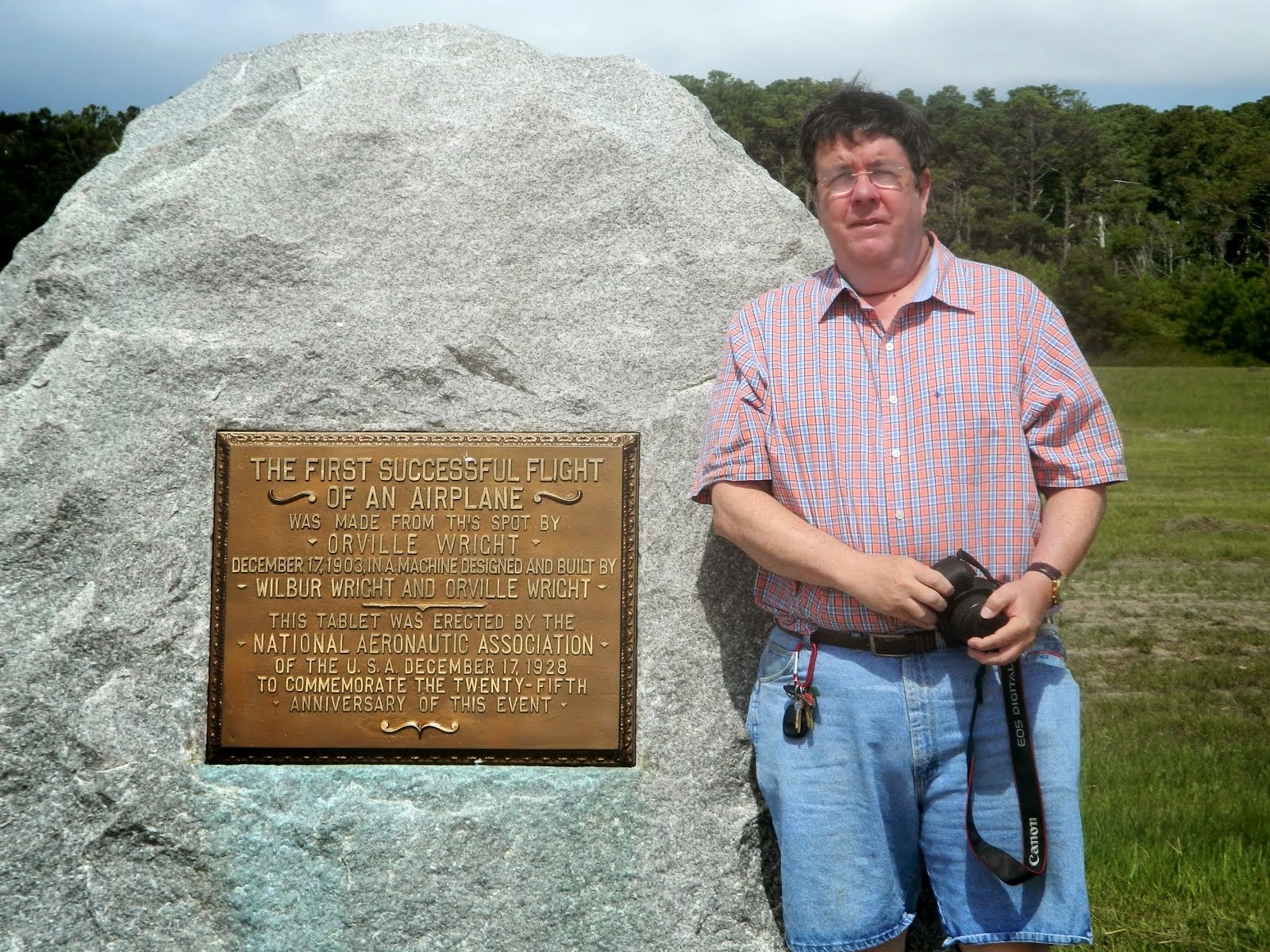 At Kitty Hawk, NC. Wright Brothers flight marker