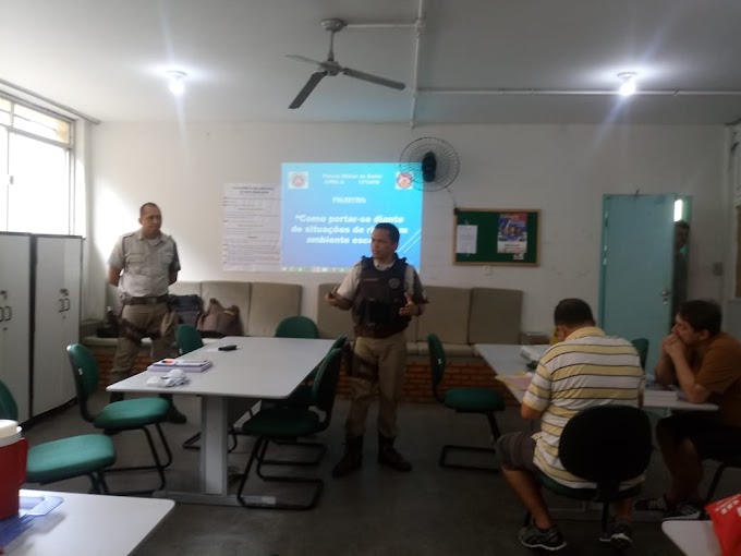 “Como  se portar em situações de risco no ambiente escolar". Esse foi o tema da palestra proferida pela  12ª CIPM para docentes  do Colégio Manoel Devoto