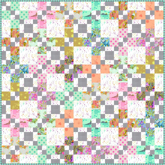 Besotted quilt pattern in Everglow by Tula Pink for Free Spirit Fabrics