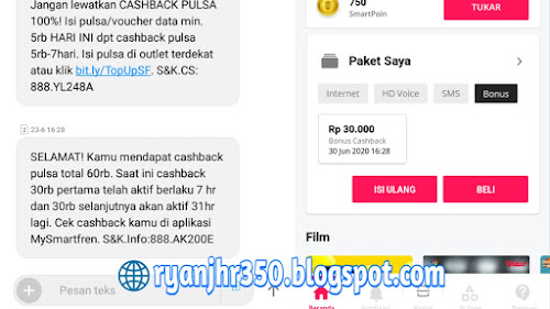 Dapat bonus cashback dari kuota smartfreen