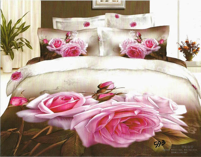 Sprei Jepang Pink Motif Bunga Mawar