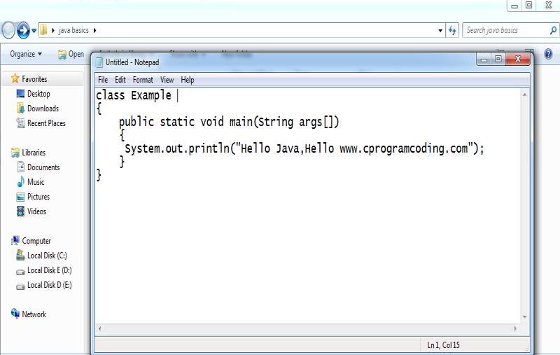 simple program of java