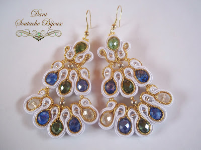 Brincos em soutache e cristais Rondelle