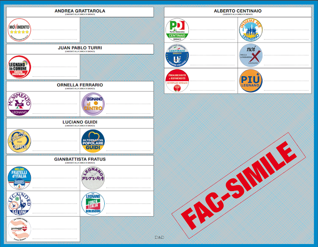 Fac-simile scheda elezioni Legnano 2017