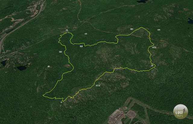 Vista satelital de la ruta en Harriman State Park: Seven Torne Reeves Hills