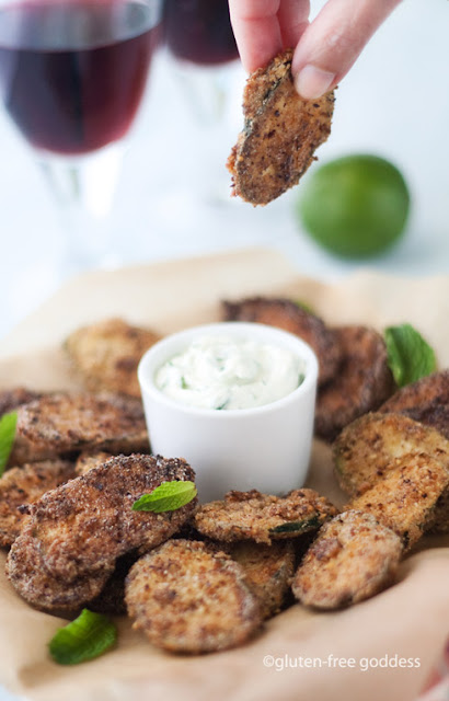 Dip in! Gluten-free fried zucchini chips + vegan dipping sauce