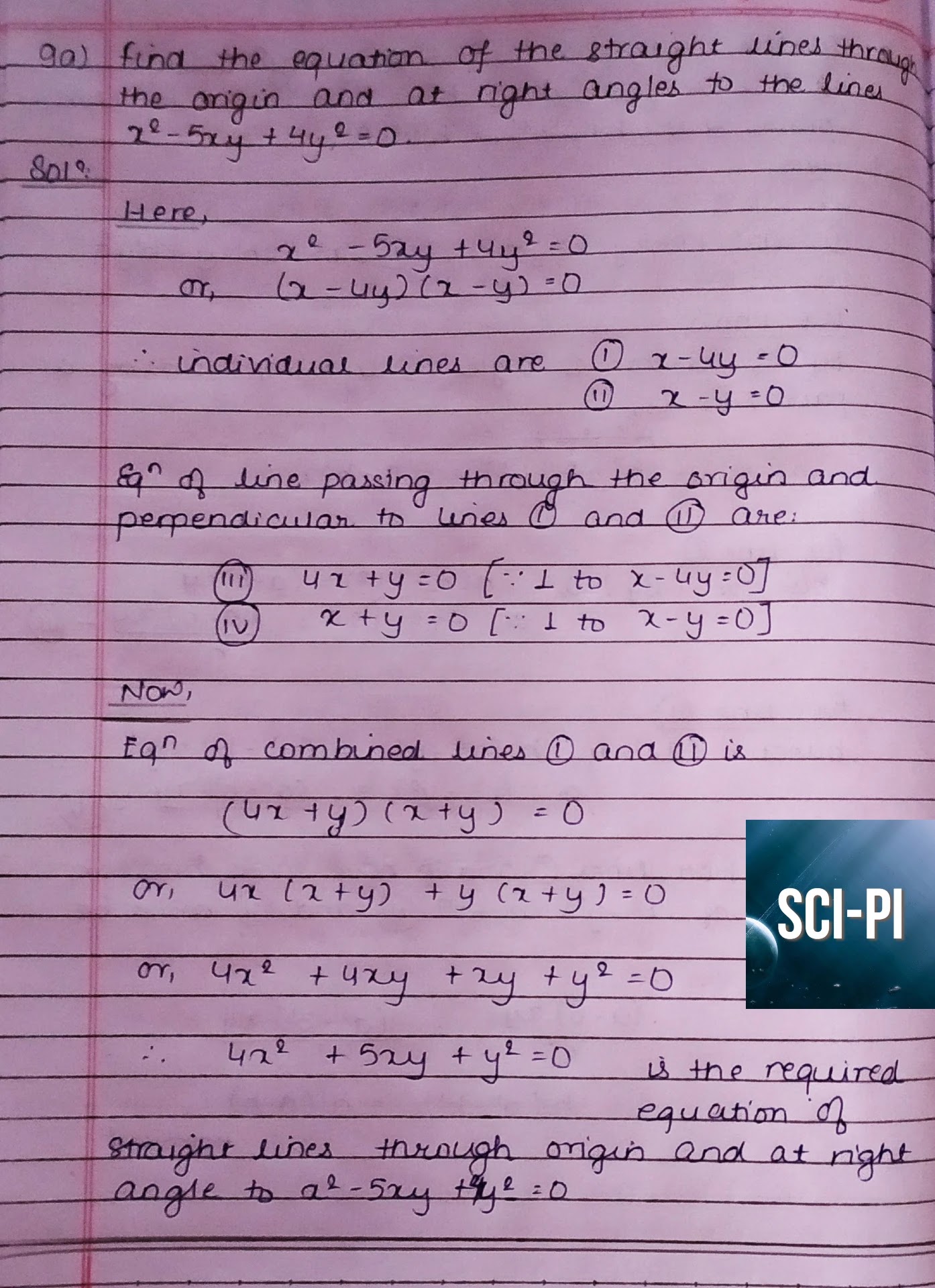 Grade 11 Pair of Straight Lines Exercise Solutions | Basic Mathematics Grade XI by Sukunda Pustak Bhawan