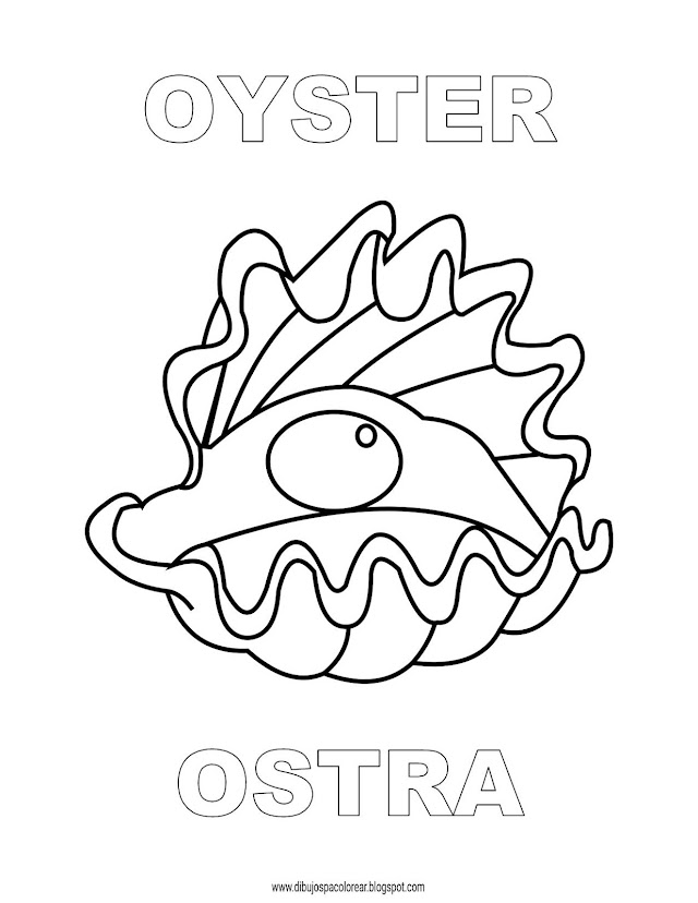 Dibujos Inglés - Español con O: Ostra - Oyster