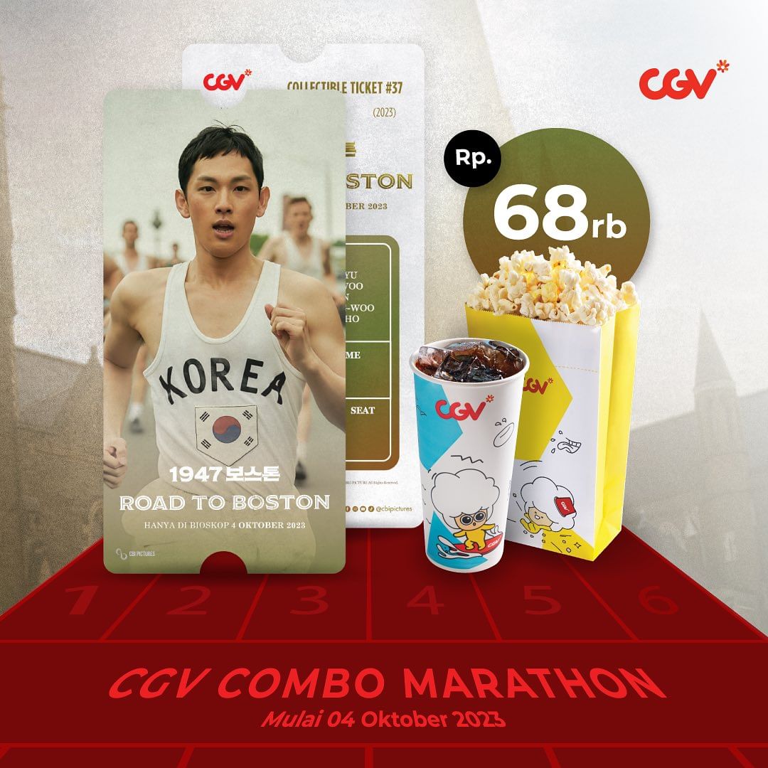 Promo CGV CINEMA Beli Paket COMBO MARATHON – GRATIS COLLECTIBLE TICKET ROAD TO BOSTON