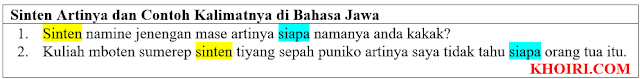 Sinten Artinya dan Contoh Kalimatnya di Bahasa Jawa